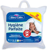 Bleu Câlin Set 2 cuscini rettangolari antiacaro e antibatterici, soffice comfort, T 60X60 Cm, 100% cotone, assortimento igiene perfetta Naty Shop cuscini standard
