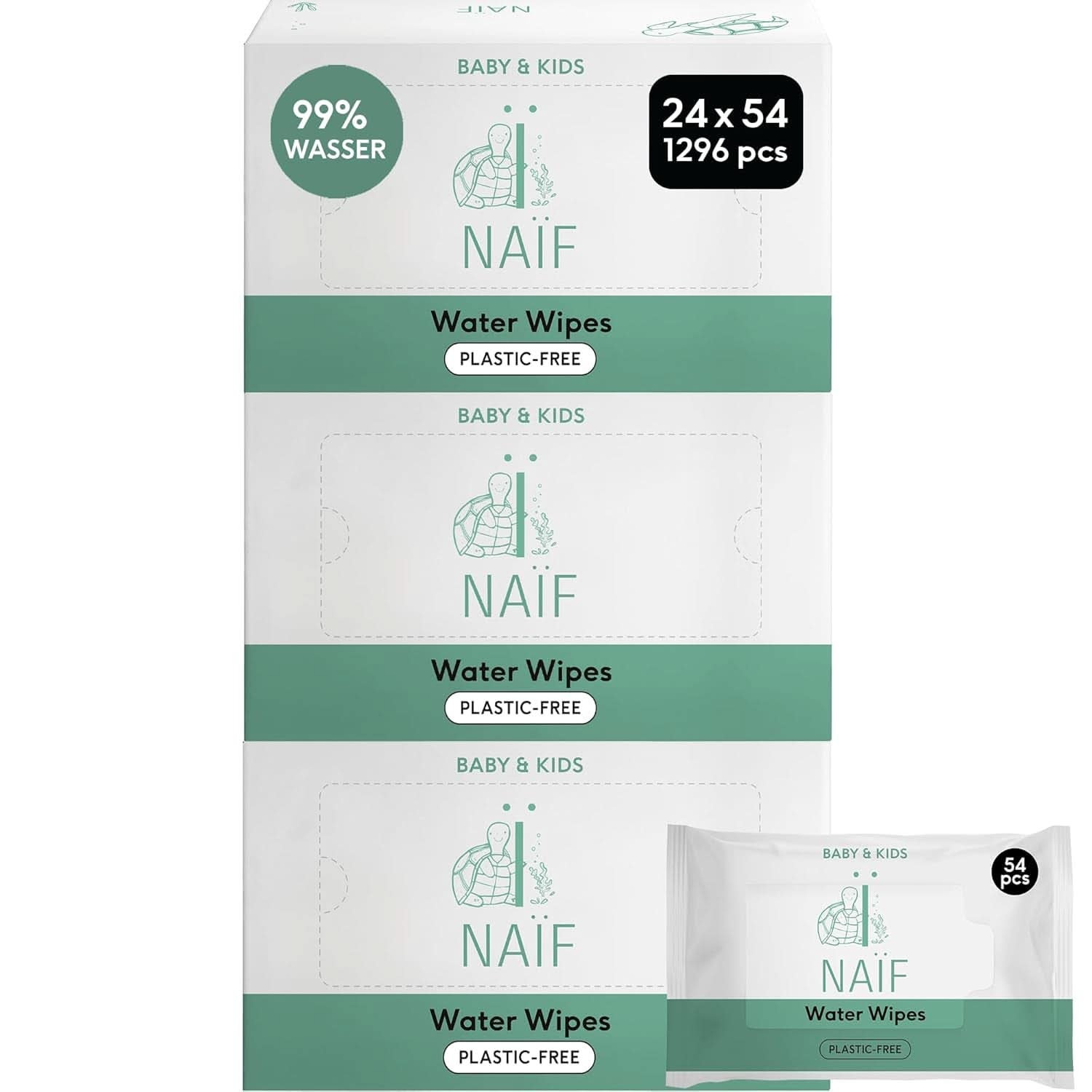 Naïf Plastikfreie Feuchttücher 432 Stück (8Er X 54 Feuchttuch) - Pflege Für Babypo, Körper Und Gesicht - 99% Aus Wasser - 0% Parfüm Und Alkohol - Nachhaltige Feuchttücherbox Eukalyptus Sensitiv Naty Shop 54 Stück (24Er Pack) Acqua