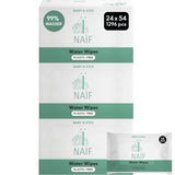 Naïf - Salviette umidificate senza plastica - 1296 pezzi (24 pezzi x 54 salviette umidificate) - Cura del sedere, del corpo e del viso del bambino - 99% acqua - 0% profumo e alcol