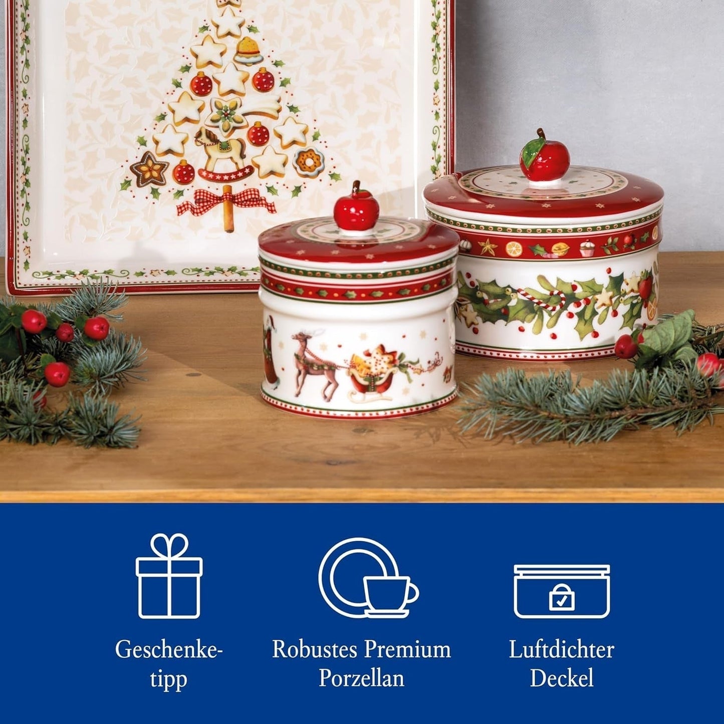 Villeroy & Boch - Winter Bakery Delight Piccola Scatola Portaoggetti, Scatola per Biscotti di Natale in Ceramica, Scatola di Natale, Scatola per Biscotti, Scatola per Biscotti, Scatola in Ceramica con Coperchio, Porta Dolci, Scatole per Alimenti in Porcellana Premium Naty Shop