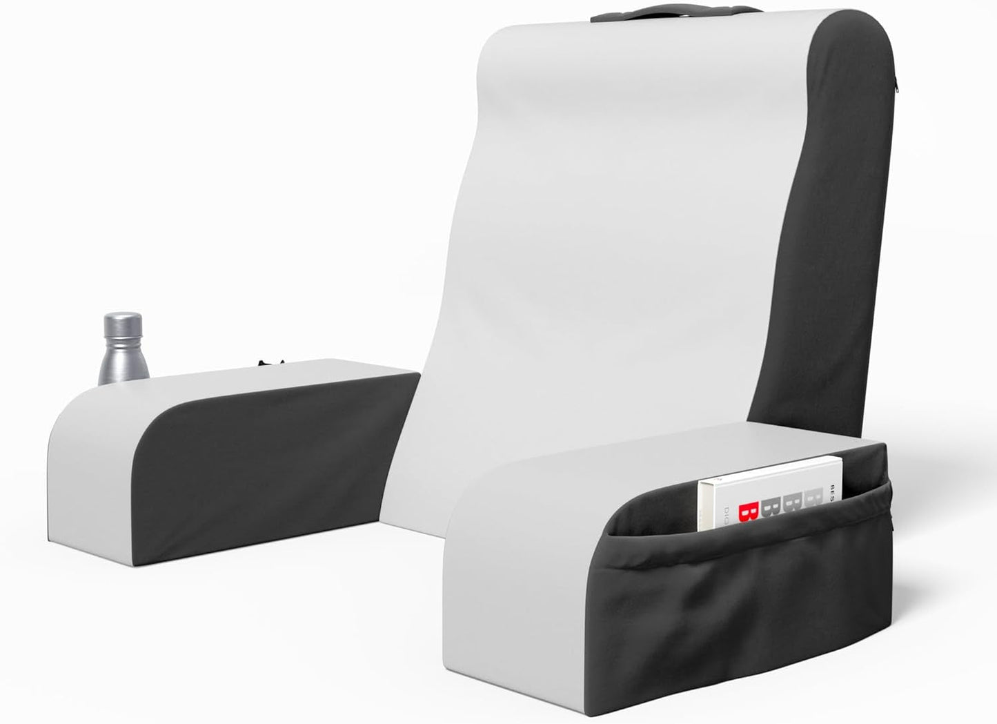 Cuscino per lettura a cuneo, Cuscino per schienale letto, Cuscino per braccioli per TV, Libri, Giochi, Camera da letto, Supporto per la schiena (Grigio/Bianco, Standard)
