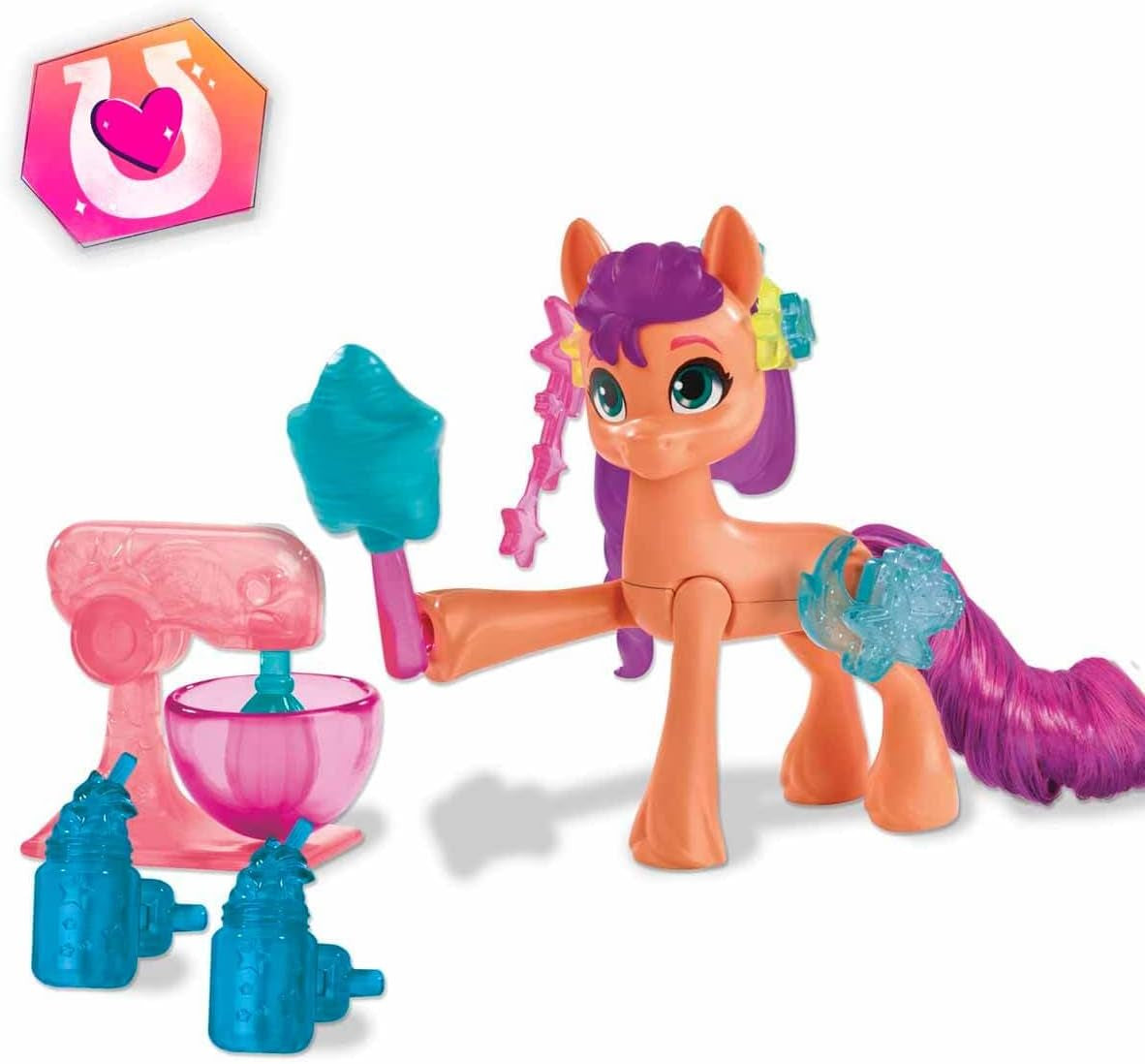 My Little Pony - Scopri il tuo Sparkle Pony: Beauty Mark Magic Sunny Starcout, Pony dallo zoccolo al cuore 7,5 cm, dai 5 anni in su, F5250, Multicolore