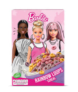 Cereali Barbie Rainbow Loops, anelli colorati di grano, avena e mais al gusto di frutta per una colazione perfetta, 1 confezione (1 x 350g)
