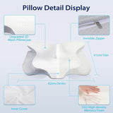 HOMCA Cuscino Collo, Cuscino ergonomico in Memory Foam Fodera per cuscino rinfrescante 3D per posizione supina, laterale o prona, 62 X 41 X 9,5/12,5 Cm Cuscini ortopedici cervicali Naty Shop