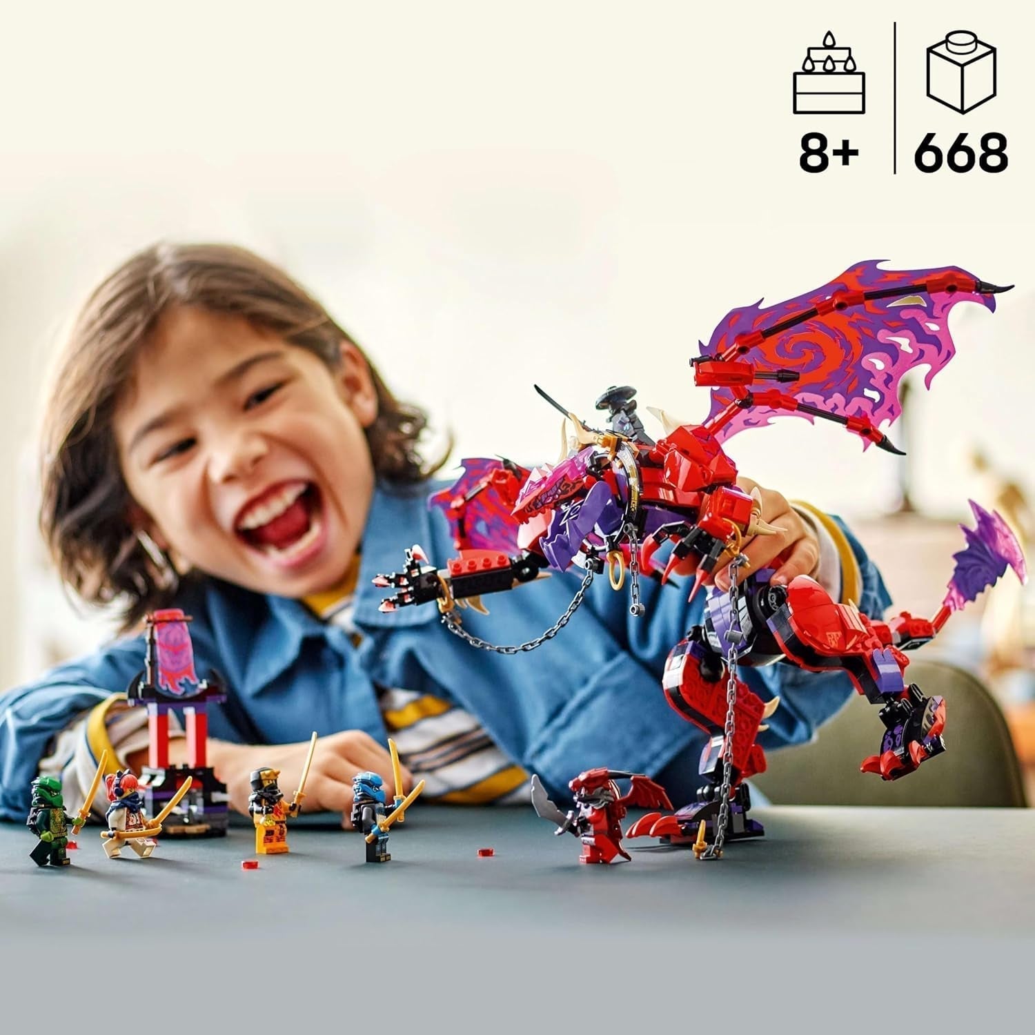 LEGO NINJAGO Drago del Caos Dente di Tuono - Giocattolo con 6 minifigure Ninja - Set di costruzioni di gioco di ruolo per ragazzi e ragazze dagli 8 anni in su - Regali per i fan della serie TV L'Ascesa dei Draghi 71832 Set di costruzioni Beuche den LEGO-Store