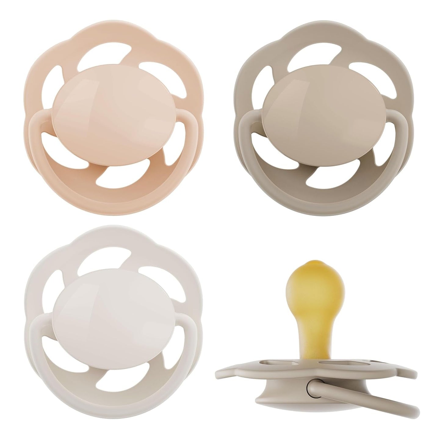 nip - Verde Ciliegia | 0-6 mesi | Confezione da 4 | Suzeta per bebeluși, potenza per alaptare e per loro. Tessuto sostenibile, realizzato in materiale naturale, verde scuro/marrone