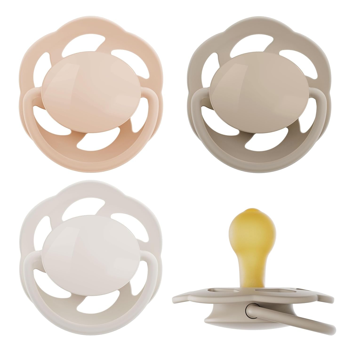 nip - Verde Ciliegia | 0-6 mesi | Confezione da 4 | Suzeta per bebeluși, potenza per alaptare e per loro. Tessuto sostenibile, realizzato in materiale naturale, verde scuro/marrone