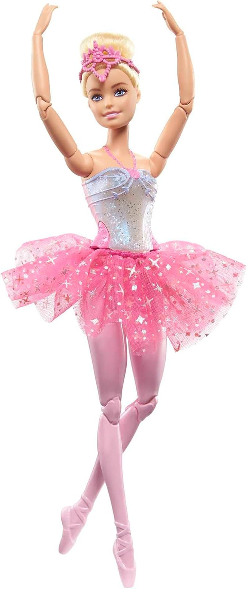 Barbie Dreamtopia Ballerina magica con luci, tutù rosa e capelli biondi, 5 effetti luminosi e sonori, Barbie posizionabile, dai 3 anni in su, HLC25