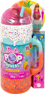 Set regalo BARBIE Pop Reveal Rise & Surprise - 15+ sorprese tra cui 1 bambola Barbie, accessori da spiaggia per un divertimento giocoso e fruttato per bambini dai 3 anni in su, HRK57