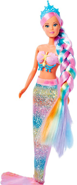 Simba 105733610 - Steffi Love Sirena Arcobaleno, bambola da vestire sirena arcobaleno con capelli colorati, fermagli per capelli, pettine e pinna staccabile, bambola da gioco 29 cm, età 3+ Dolls Naty Shop