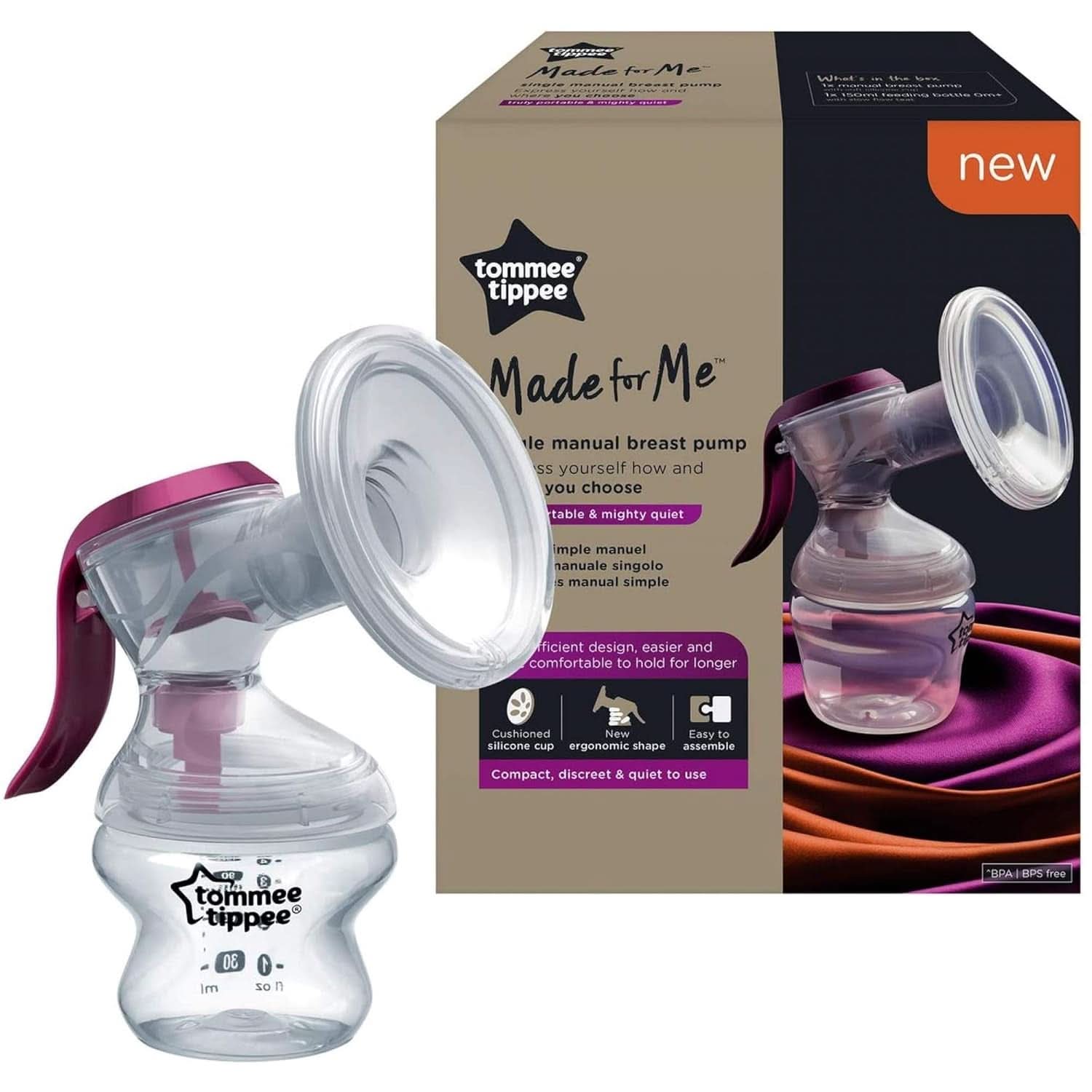 Tommee Tippee "Made for Me" Tiralatte manuale, impugnatura ergonomica, BPA-free, trasparente Accessori Alimentazione e Allattamento Bebe Naty Shop