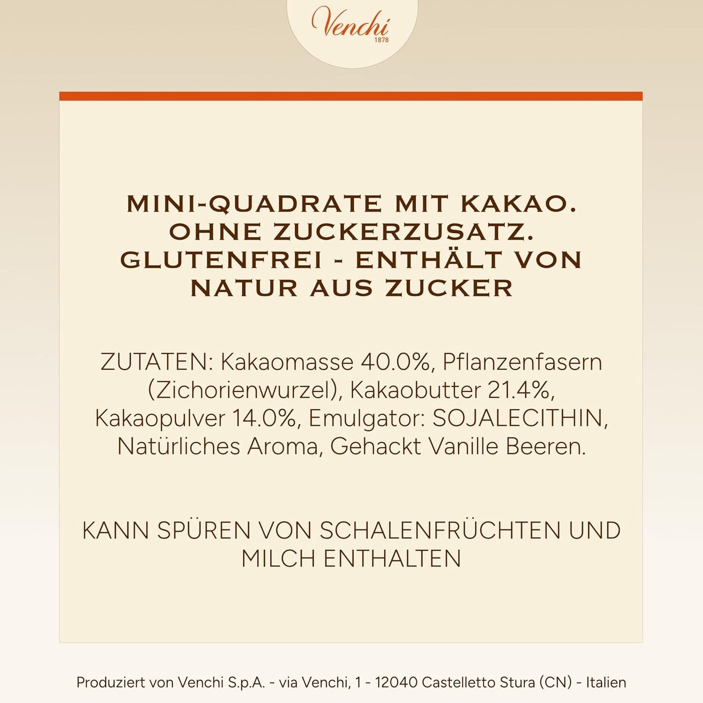 Venchi – Granblend Extra Black 75% NO Zuccheri Aggiunti, 1 kg – NO Dolcificanti Artificiali – Senza Glutine – Vegan