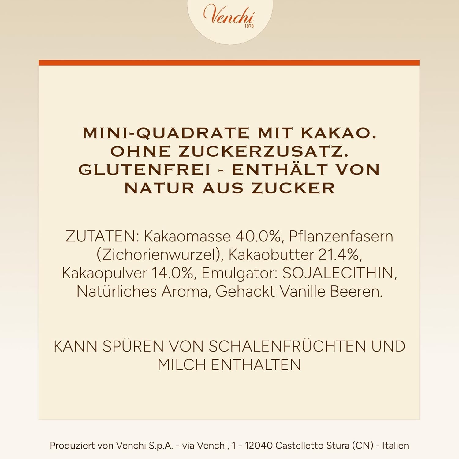 Venchi – Granblend Extra Black 75% NO Zuccheri Aggiunti, 1 kg – NO Dolcificanti Artificiali – Senza Glutine – Vegan