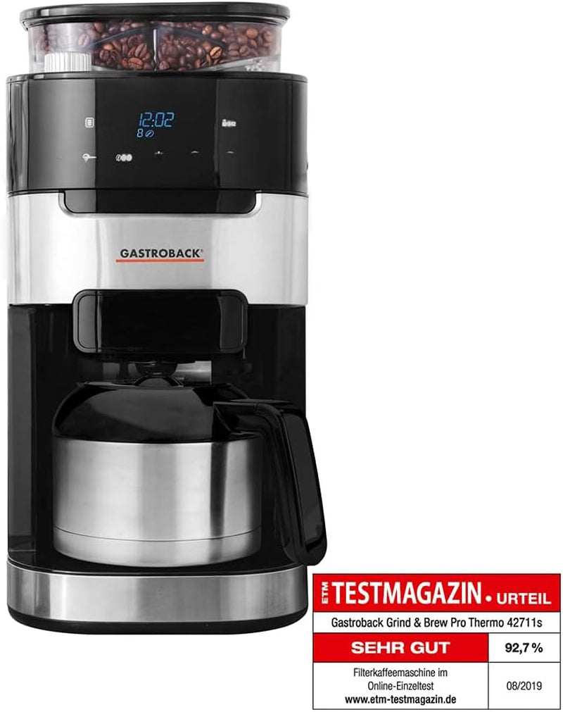 Macchina per caffè espresso termica GASTROBACK Grind & Brew Pro, argento, nero