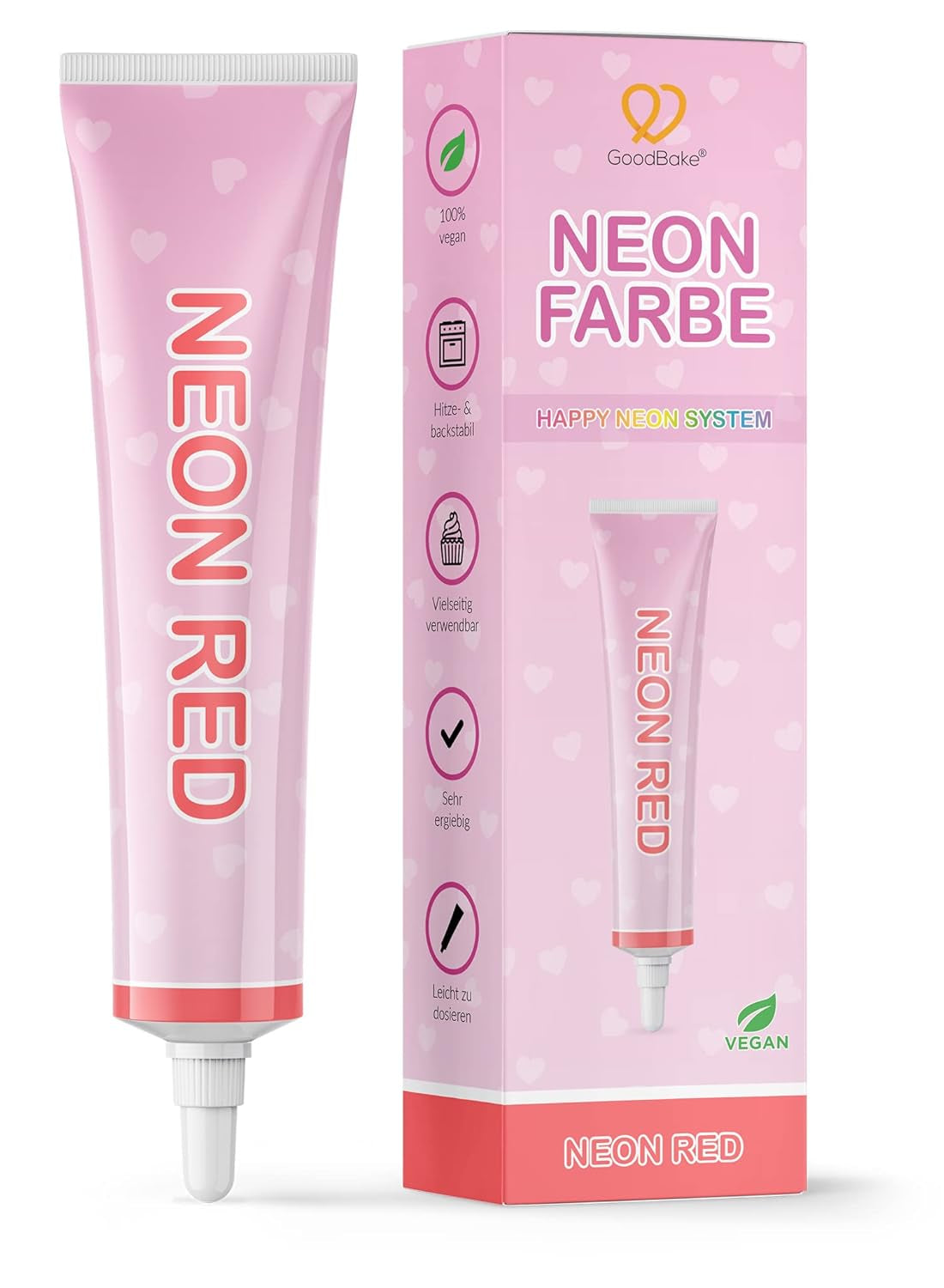 Goodbake Neonlebensmittelfarben 6 Farben Set – Intensive Lebensmittelfarbe – Lebensmittelfarbpaste – Zum Einfärben Von Torten, Fondant, Buttercreme Uvm. – 100% vegano Naty Shop Neon Rot