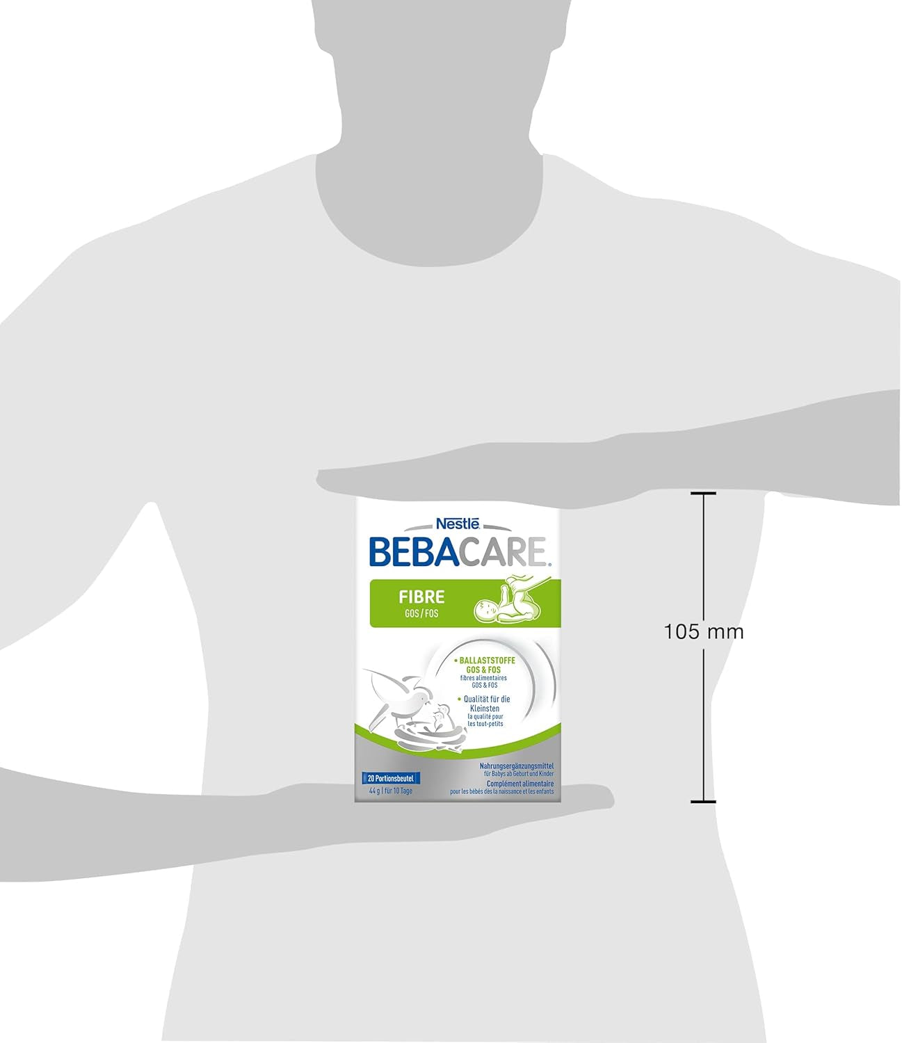 BEBACARE FIBER integratore alimentare senza glutine per una digestione delicata, integratore alimentare per neonati dalla nascita e bambini piccoli, 1x (20 x 2,2 g)