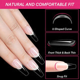 Alyvisun Punte per Unghie Balletto, 500 Punte per Unghie Acriliche a Copertura Completa con Set di 240 Adesivi per Unghie, 10 Dimensioni Punte per Unghie in Gel Trasparente Punte per Unghie in Gel Morbido Punte per Unghie Ballerina