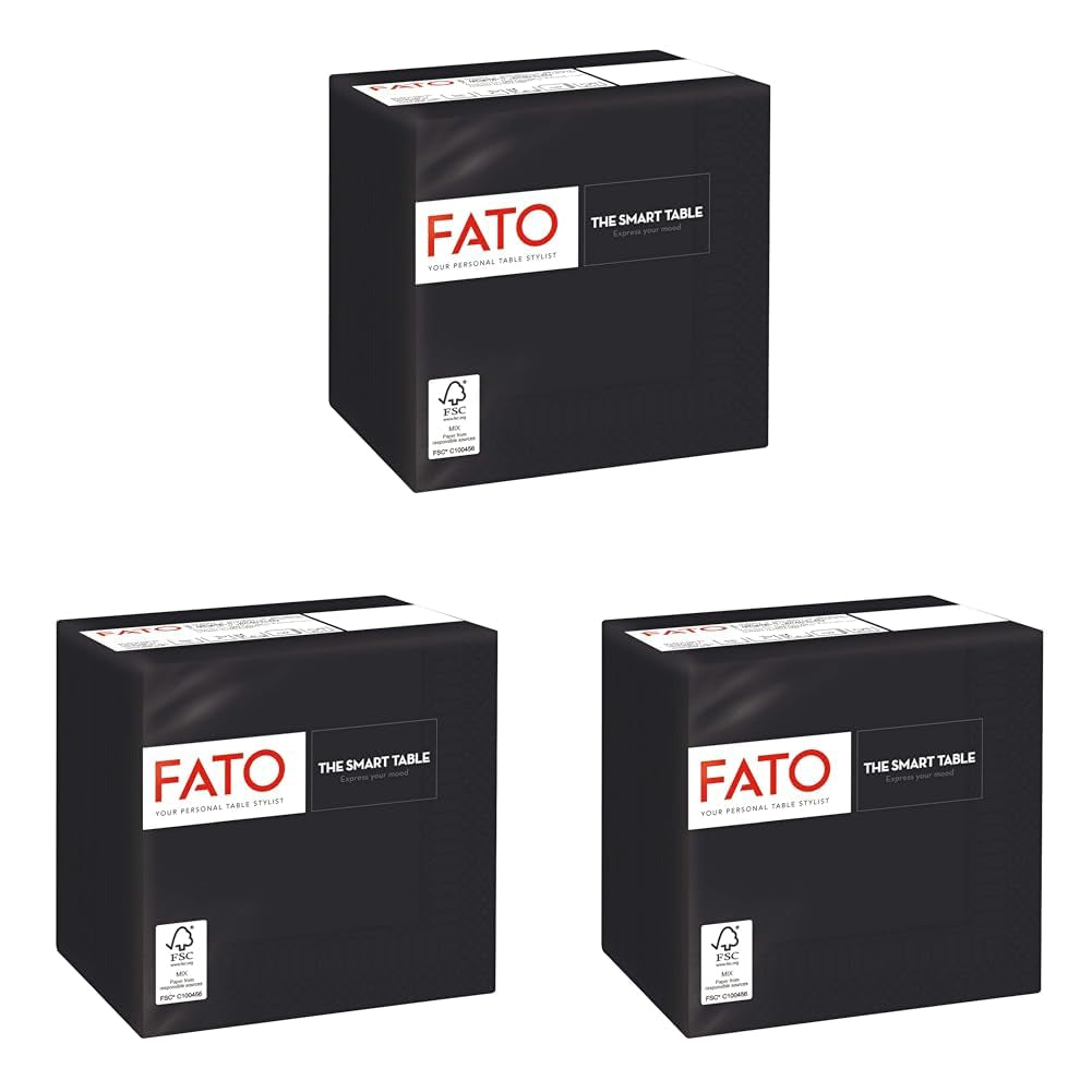 - Tovaglioli di carta usa e getta, ideali per aperitivi e cocktail, confezione da 100 tovaglioli, formato 24X24, 4 pieghe, 2 veli, colore nero, carta di pura cellulosa 100%, certificata Fsc