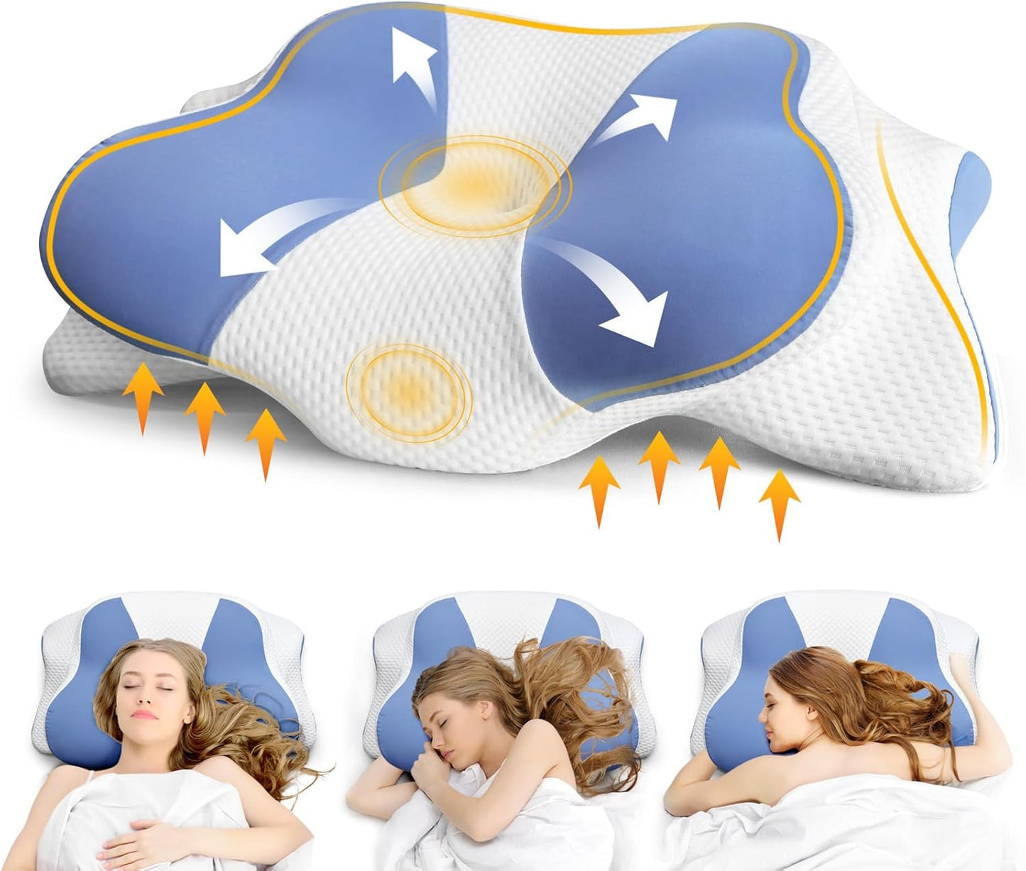 Cuscino ergonomico per chi dorme sul fianco - Cuscino per il collo Cuscino per sostenere il dolore al collo e alle spalle Cuscino ortopedico in memory foam per il collo per la pancia, la schiena e chi dorme sul fianco con supporto per il collo Cuscini ortopedici cervicali Naty Shop Default Title