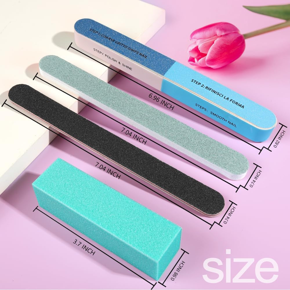 FANDAMEI 20 Pezzi Buffer Per Nagel, Filen Per Gelnägel, Profi Nagelfeile 100/180, Polierfeile Fingernägel, Filen Per Gelnägel, Set manicure e pedicure