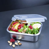 Lurch 240895 Lunch Box Scatola di sicurezza/conservazione in acciaio inossidabile di alta qualità con coperchio in plastica senza BPA Scatole trasparenti per alimenti da 2000 ml Naty Shop