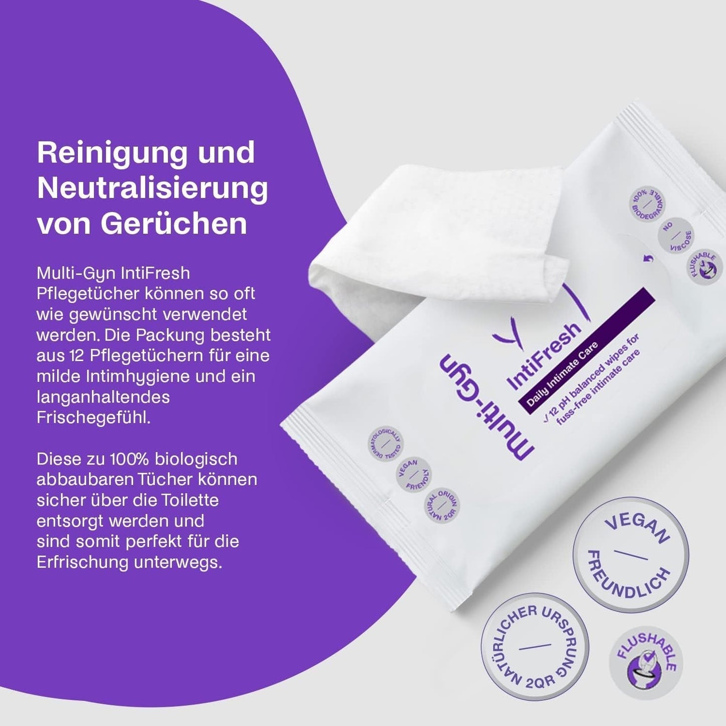 Multi-Gyn Intifresh, salviette intime per uso esterno, 12 salviette umidificate
