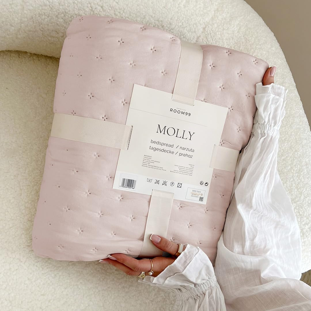 Molly Elegante copriletto in rosa cipria 170 x 210 cm Copriletto versatile come copriletto o divano Coperta per letto e divano Stile coperta Ideale come copriletto Letti e coperte Besuche den ROOM99-Store