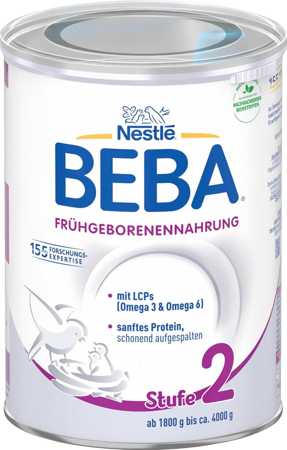 Alimento per neonati prematuri BEBA Level 2, Alimento speciale per neonati prematuri e neonati di peso ridotto, pronto da bere, confezione da 32 (32 x 90 ml) Naty Shop