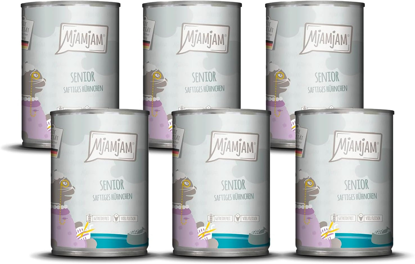 MjAMjAM - Cibo umido premium per gatti - Senior - pollo succoso, confezione da 6 (6 x 400 g), senza cereali