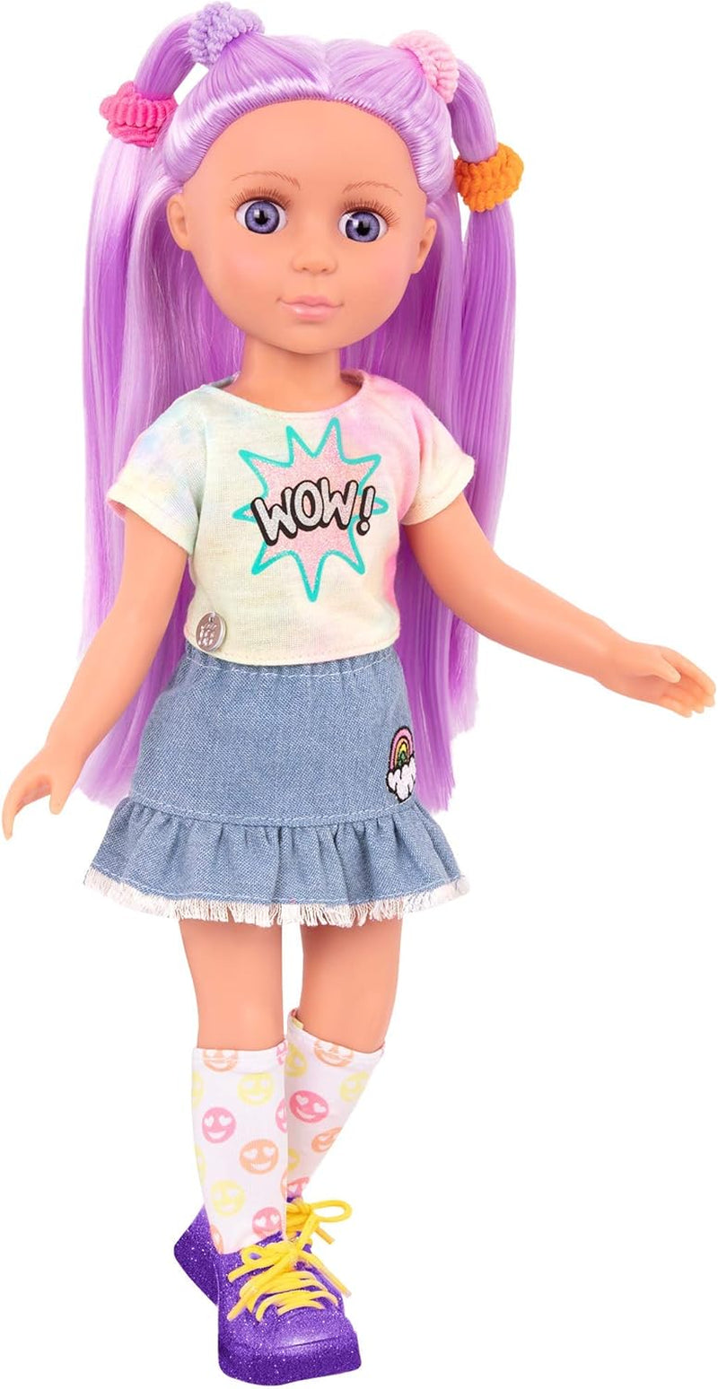 Glitter Girls - Luma - Bambola articolata da 36 cm - Capelli viola e occhi viola unici - Extension per capelli, fiocco, fermagli e vestito colorato - 3 anni +