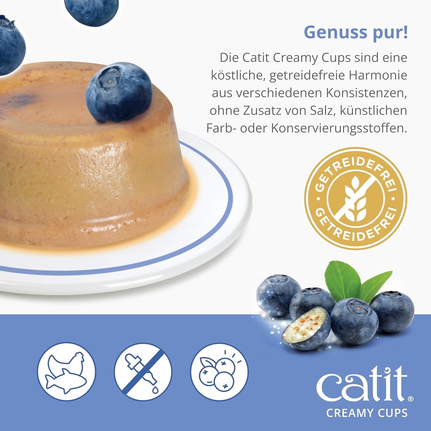Catit Coppe Cremose, Tonno e Pollo ai Mirtilli, 4x25g