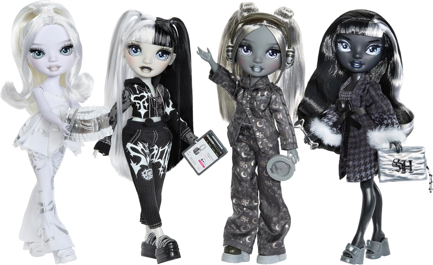 Girls Night Rainbow High Shadow High - Heather Grayson - bambola fashion da 28 cm nei toni del grigio, capelli bianchi e neri e vestito con accessori e pettine - Per collezionisti e bambini dai 6 anni in su