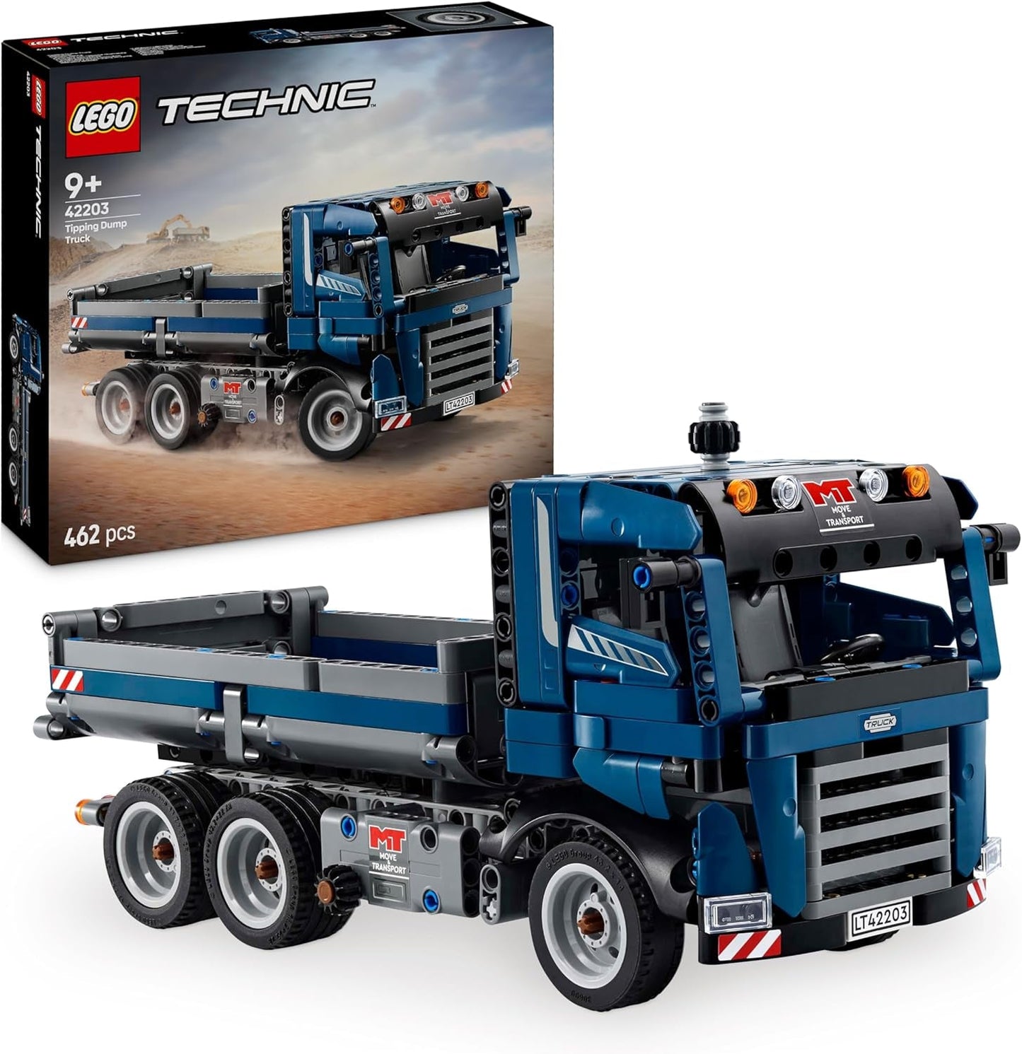 Giocattolo LEGO Technic Autocarro con cassone ribaltabile con volante e dumper mobile - veicolo da costruzione blu - idea regalo per compleanni o vacanze - set di costruzione per ragazzi e ragazze da 9 anni 42203 Set di costruzione Besuche den LEGO-Store Titolo predefinito