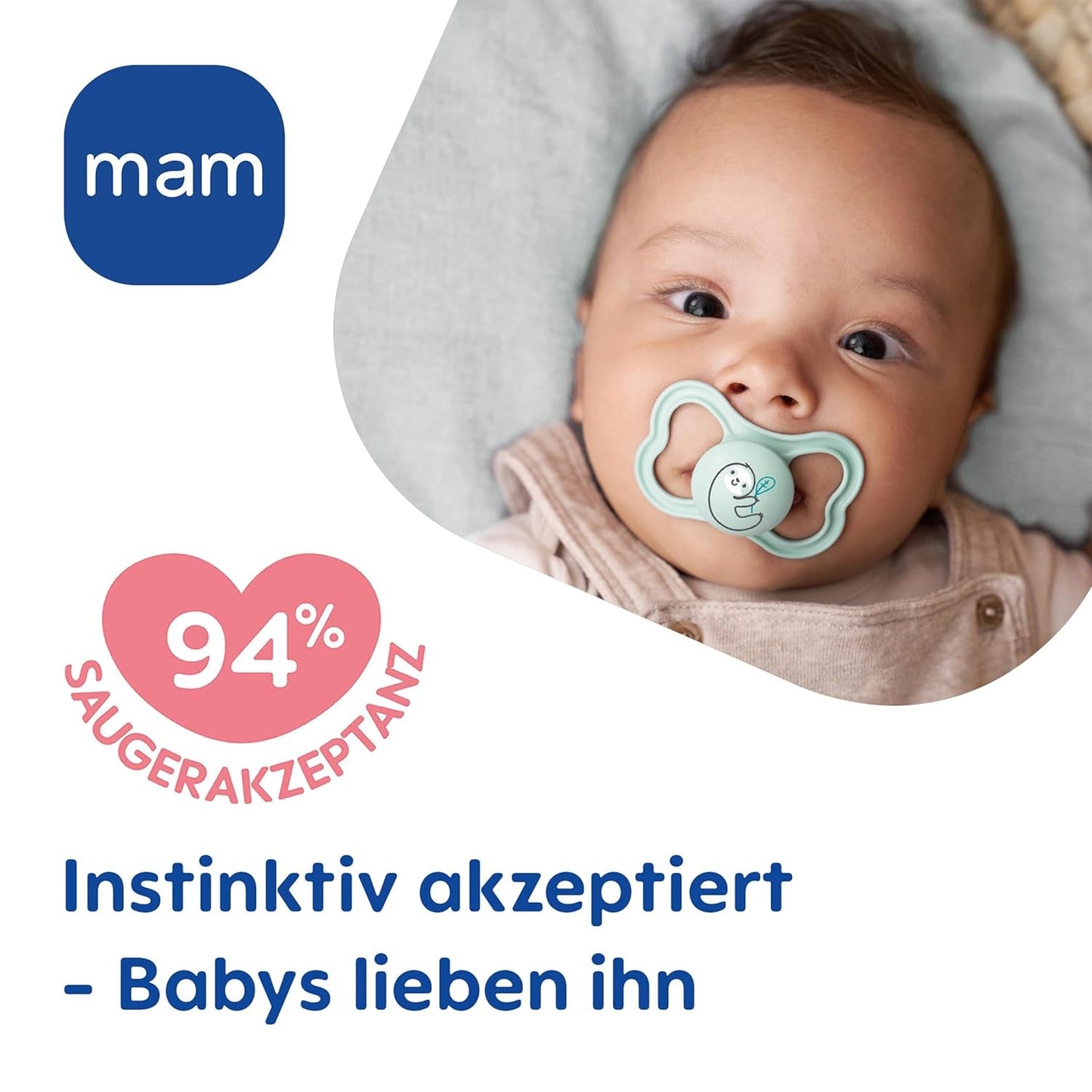 Succhietti in silicone MAM Air, confezione da 2, design extra leggero e arioso, succhietto per bambini adatto ai denti, in silicone speciale MAM SkinSoft con scatola per ciuccio, 6-16 mesi, orsetto/rinoceronte