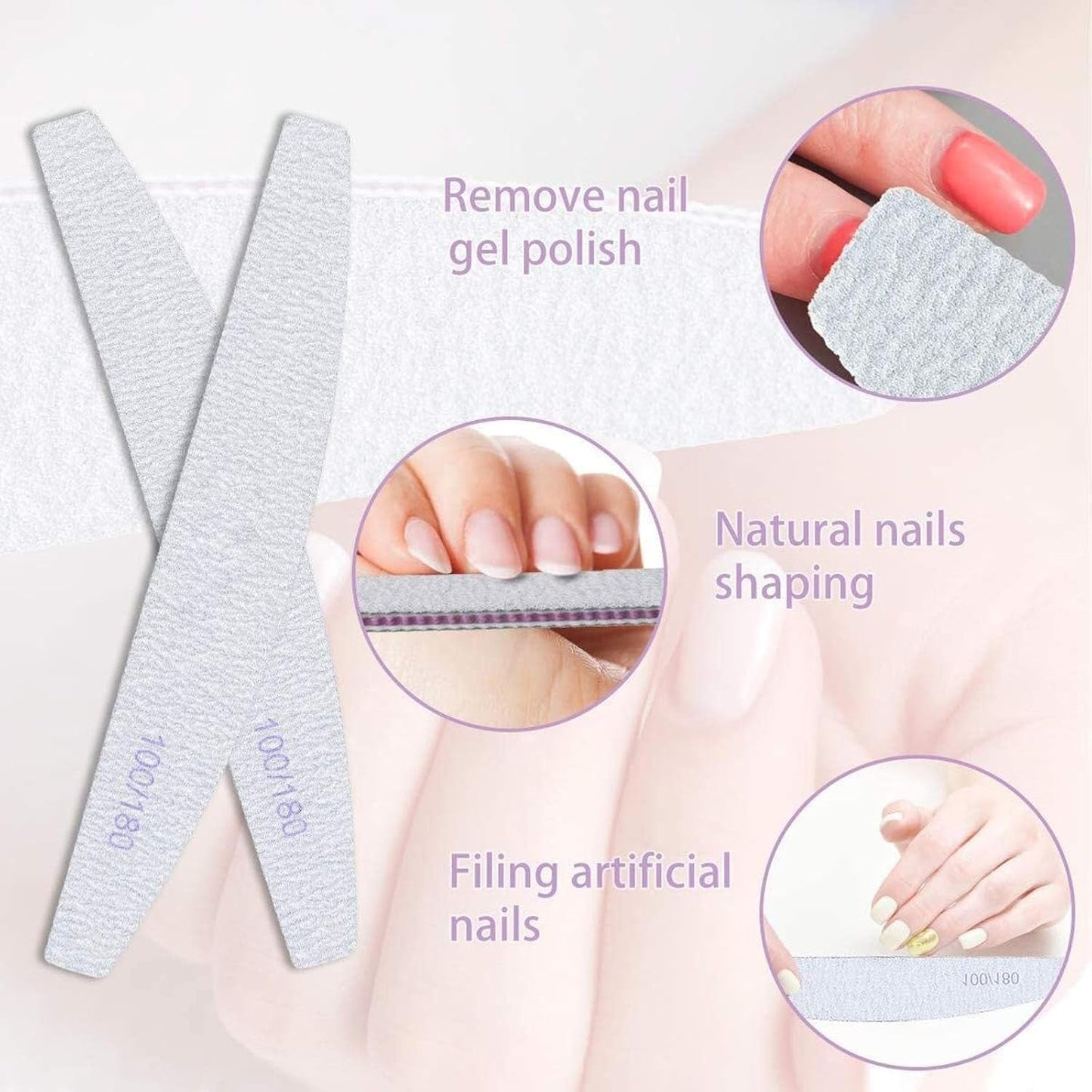 Set di lime per unghie 100/180, lime per unghie in gel, set di lime per unghie, lima per unghie, lima per unghie in gel, per unghie in gel, manicure pedicure, animali domestici (5 pezzi, 5 stili)
