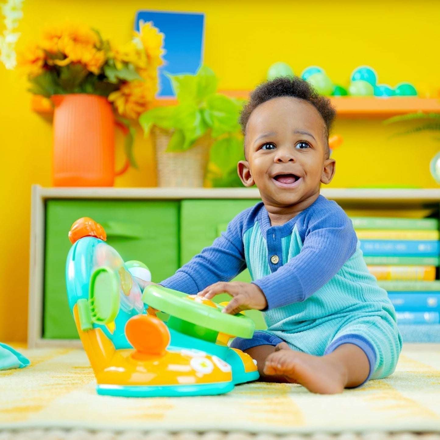 Bright Starts, volante giocattolo, conducente luci e colori, con musica, rumori dell'auto, indicatori, leva del cambio e altro ancora Bebe Naty Shop Toys