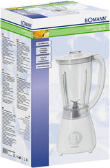 Bomann 378 CB Universalmixer Zum Pürieren, Schlagen, Zerkleinern, Shaken und Mixen, Ice Crush-Funktion, Kraftvoller 500 Watt-Motor, Abnehmbarer Mixbehälter Mit 1.5 Liter, Edelstahlmesser, Weiß, UM 378 CB Kitchen Naty Shop