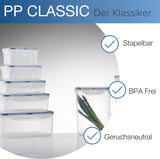 LocknLock PP Classic barattoli per la conservazione degli alimenti set 5 pezzi | 180 ml, 350 ml, 600 ml, 870 ml, 3,6 l | 100% a tenuta d'aria e acqua | senza BPA | organizer per congelatore e frigorifero | contenitori per alimenti Naty Shop lavabili in lavastoviglie e adatti al microonde