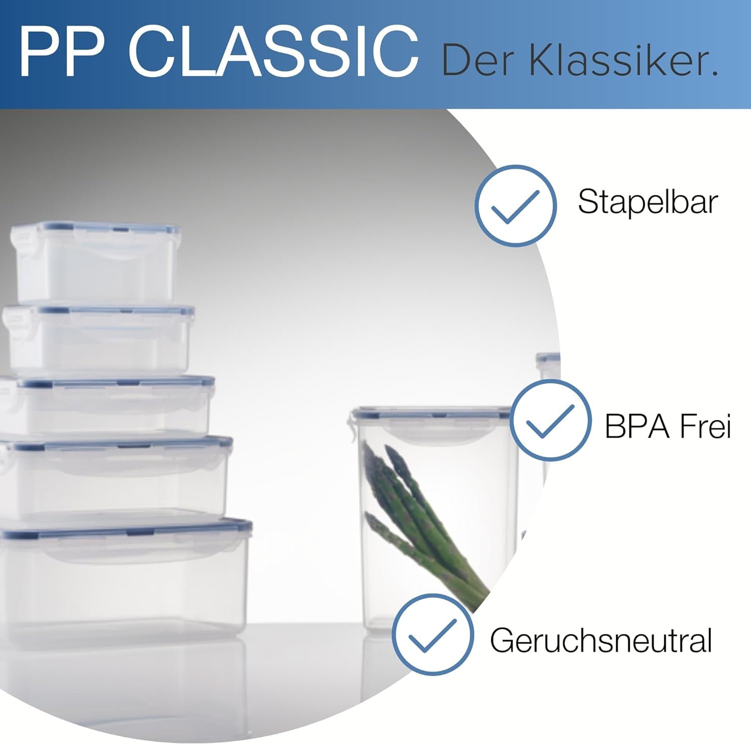 LocknLock PP Classic barattoli per la conservazione degli alimenti set 5 pezzi | 180 ml, 350 ml, 600 ml, 870 ml, 3,6 l | 100% a tenuta d'aria e acqua | senza BPA | organizer per congelatore e frigorifero | contenitori per alimenti Naty Shop lavabili in lavastoviglie e adatti al microonde