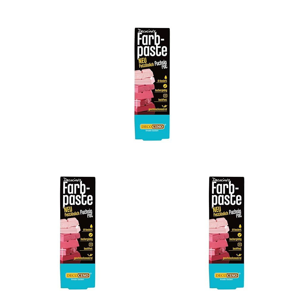 DECOCINO Pasta colorante liposolubile rossa - 15 g - Colorante alimentare a base di olio, ideale per colorare cioccolato, crema al burro, fondente o pasta per biscotti (Confezione da 3)