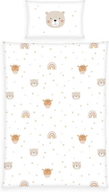 Herding Babybest Little Friends Winterbettwäsche, Kopfkissenbezug 40 X 60 Cm Mit Hoteleinschlag, Bettbezug 100 X 135 Cm, Mit Zwießwerf, 100% Baumwolle/Flanell, Weiß, Twin Naty Shop Titolo predefinito