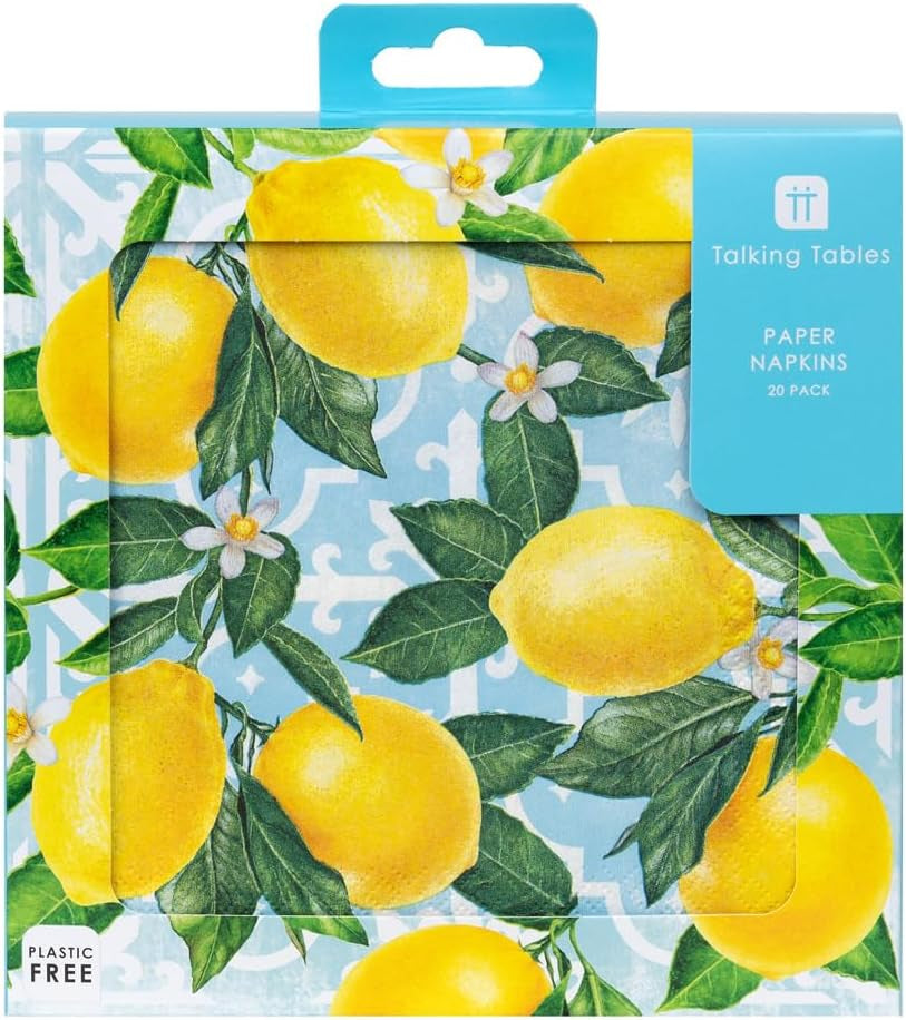 Talking Tables 20 tovaglioli di carta limone confezione da 20 | Stoviglie usa e getta a tema vivace per riunioni memorabili, feste estive, addio al nubilato, pranzi, luminosi