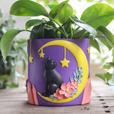 GUGUGO Simpatico vaso da fiori per gatti lunari, vaso da fiori unico con drenaggio, colori arcobaleno, piccoli vasi per piante d'appartamento, divertenti vasi da giardino per piante grasse, regalo, decorazione per la casa (C)