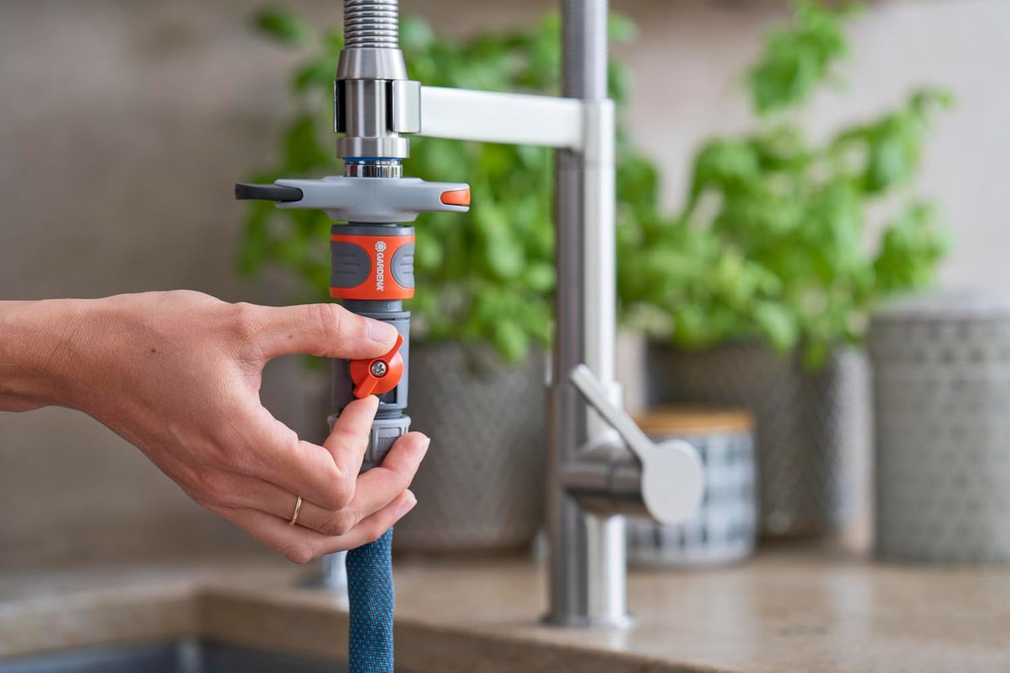 Tubo tessile Gardena Liano Xtreme 1/2", set 10 metri + adattatore per interni