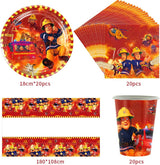 Set di stoviglie per feste a tema pompiere Decorazioni per feste di compleanno pompiere 61 pezzi per 20 ospiti
