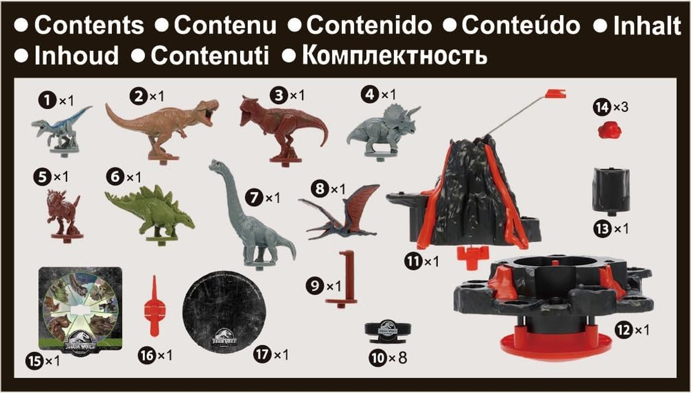 EPOCH Games - Jurassic World Trembling Volcano 7509 Gioco da tavolo giocattolo con dinosauri per bambini dai 4 anni in su