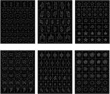 6 Fogli Modello Aerografo Adesivi per Unghie, Farfalla Fiamma Stelle Cuore Stelle Adesivi per Unghie Stampa Stencil Strumento Nail Art Adesivi Autoadesivi per Donne Nail Art Design Adesivi