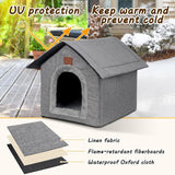 Katzenhaus Outdoor Winterfest, Katzenhöhle, Hundehöhle mit Abnehmbarem Plüschkissen, Wasserdicht Wetterfester, Hundehütte Indoor, Hundehaus für Drinnen/Indoor 35x30x35cm (Grigio, S)