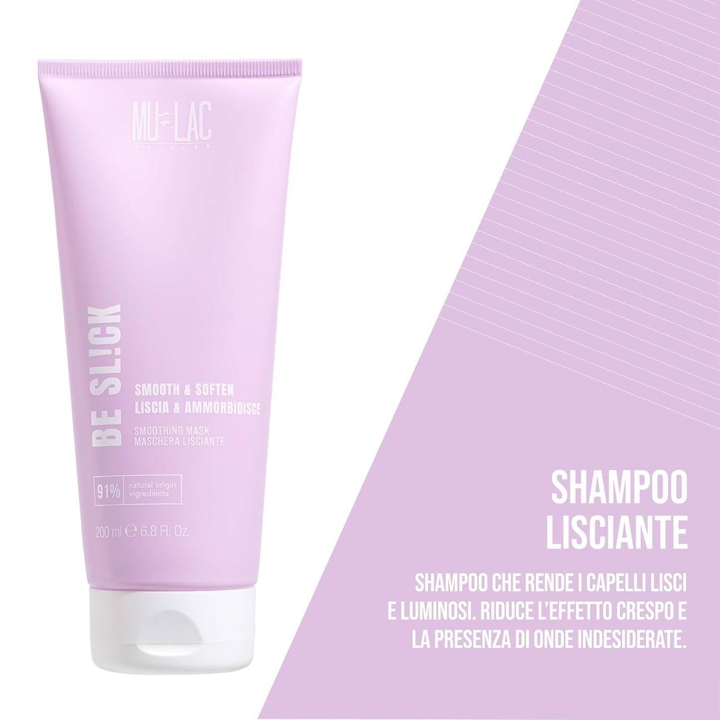 | BE SL!CK Shampoo lisciante ed ammorbidente con effetto anticrespo, ai semi di lino, 250 ml Bambini - Bagno e Cura della Pelle Naty Shop