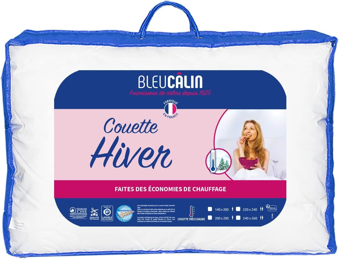 Bleu Calin Piumino invernale per 1 persona, caldissimo, morbidissimo - Microfibra - 140X200Cm Piumini e Trapunte Naty Shop